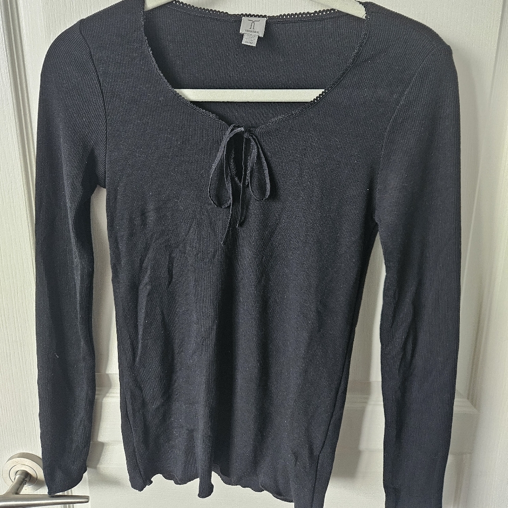 Tristan Black Long Sleeve Top